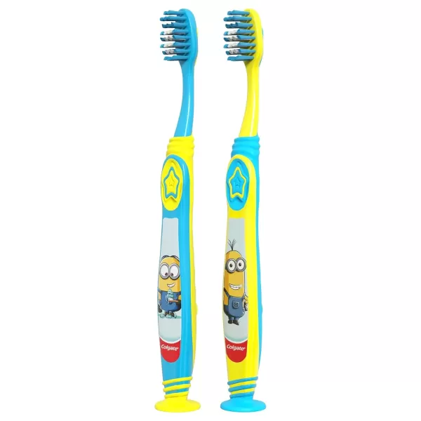 imageColgate Kids Toothbrush with Suction Cup Extra Soft  Minions 2 Count2 Count Pack of 1