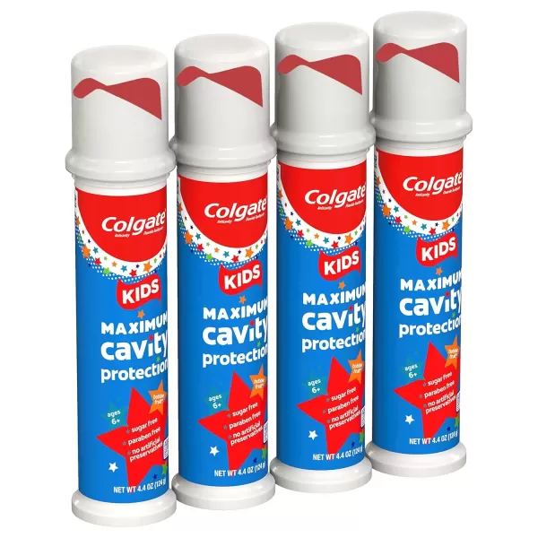 imageColgate Kids Toothpaste Pump with Fluoride Anticavity ampamp Cavity Protection Toothpaste For Ages 6 Mild Bubble Fruit Flavor 44 Ounce 6 Pack