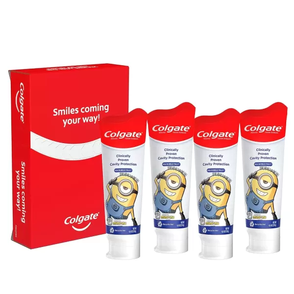 imageColgate Kids Toothpaste with Anticavity Fluoride Minions ADAAccepted Fluoride Toothpaste 46 Ounce Tube 4 Pack