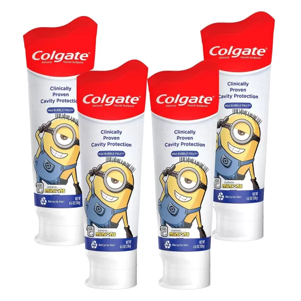 imageColgate Kids Toothpaste with Anticavity Fluoride Minions ADAAccepted Fluoride Toothpaste 46 Ounce Tube 4 Pack