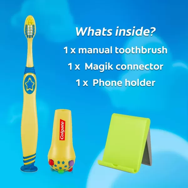 imageColgate Magik Smart Toothbrush for Kids Kids Toothbrush Timer with Fun Brushing Games Yellow 1 CountMagik Smart Toothbrush