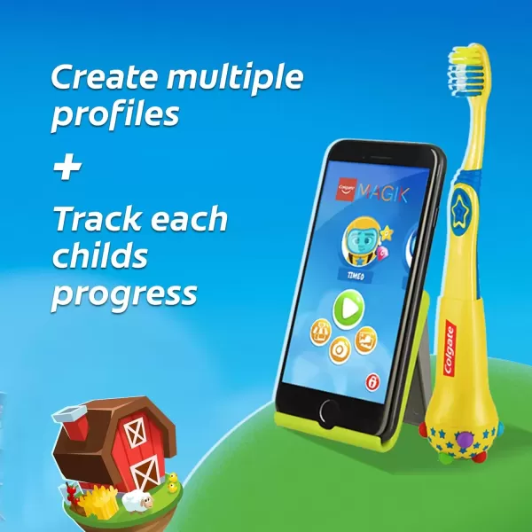 imageColgate Magik Smart Toothbrush for Kids Kids Toothbrush Timer with Fun Brushing Games Yellow 1 CountMagik Smart Toothbrush