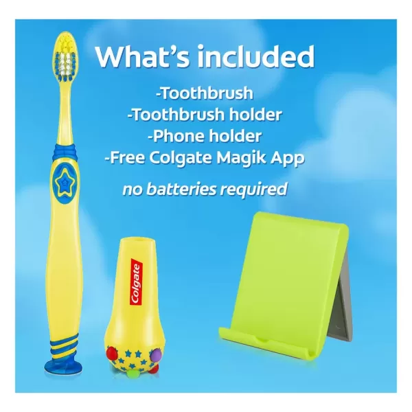 imageColgate Magik Smart Toothbrush for Kids Kids Toothbrush Timer with Fun Brushing Games Yellow 1 CountMagik Smart Toothbrush