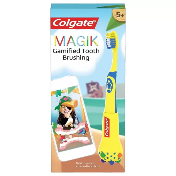 imageColgate Magik Smart Toothbrush for Kids Kids Toothbrush Timer with Fun Brushing Games Yellow 1 CountMagik Smart Toothbrush