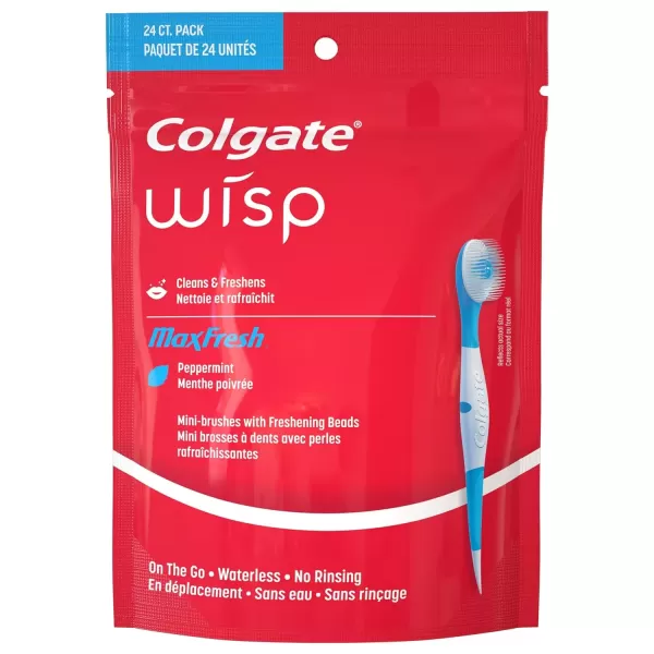 imageColgate Max Fresh Wisp Disposable Mini Travel Toothbrushes Peppermint 24 Count Pack of 424 Count Pack of 1