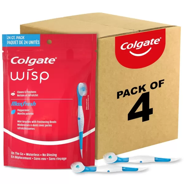 imageColgate Max Fresh Wisp Disposable Mini Travel Toothbrushes Peppermint 24 Count Pack of 424 Count Pack of 4