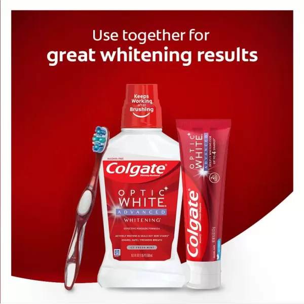 imageColgate Optic White Advanced Teeth Whitening Toothpaste Vibrant Clean 32 Ounce Tube 3 Pack