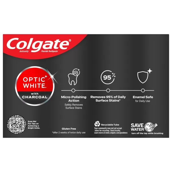 imageColgate Optic White Charcoal Whitening Toothpaste Cool Mint EnamelSafe with Fluoride 2 Pack 42oz Tubes42 Ounce Pack of 2