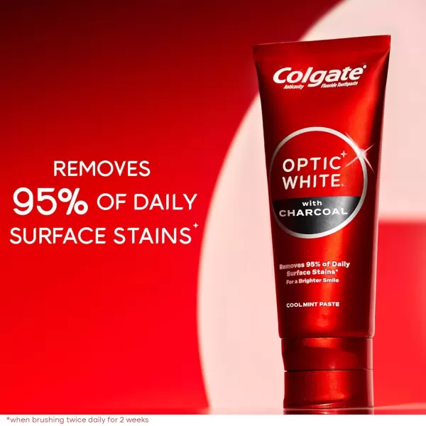 imageColgate Optic White Charcoal Whitening Toothpaste Cool Mint EnamelSafe with Fluoride 2 Pack 42oz Tubes42 Ounce Pack of 2