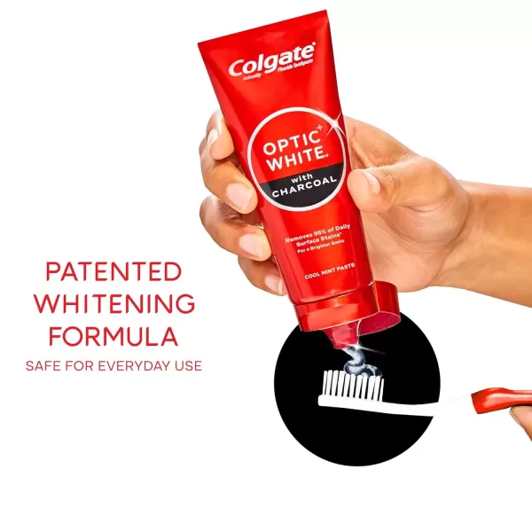 imageColgate Optic White Charcoal Whitening Toothpaste Cool Mint EnamelSafe with Fluoride 2 Pack 42oz Tubes42 Ounce Pack of 2