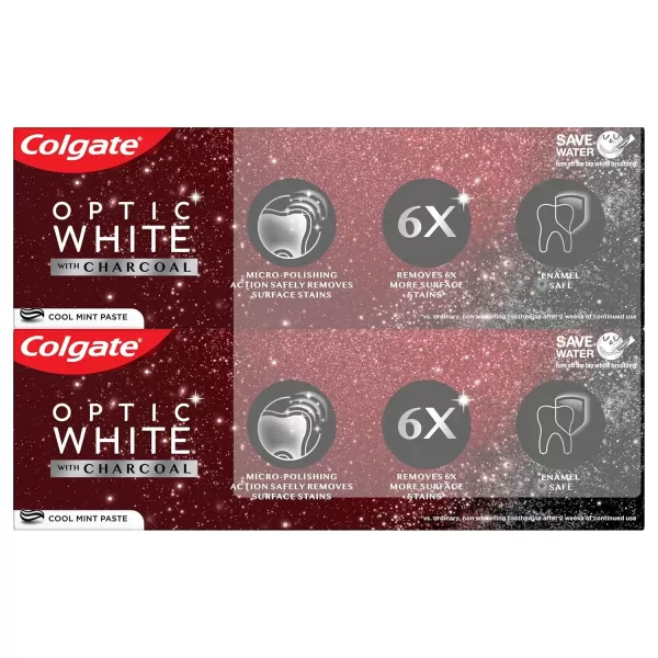 imageColgate Optic White Charcoal Whitening Toothpaste Cool Mint EnamelSafe with Fluoride 2 Pack 42oz Tubes42 Ounce Pack of 2