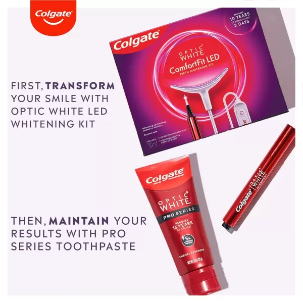 imageColgate Optic White ComfortFit Teeth Whitening Kit with LED Light and Whitening Pen LED Teeth Whitening Kit Enamel Safe Works with iPhone and AndroidLED Kit  Pen