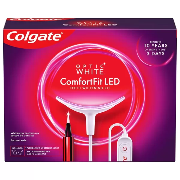 imageColgate Optic White ComfortFit Teeth Whitening Kit with LED Light and Whitening Pen LED Teeth Whitening Kit Enamel Safe Works with iPhone and AndroidLED Kit  Pen