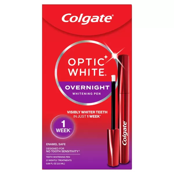 imageColgate Optic White Overnight Teeth Whitening Pen Enamel Safe and Vegan Teeth Stain Remover to Whiten Teeth Teeth Whitening for Sensitive Teeth 35 Nightly Treatments Per Pen 008 Oz2 Pack008 Fl Oz Pack of 1