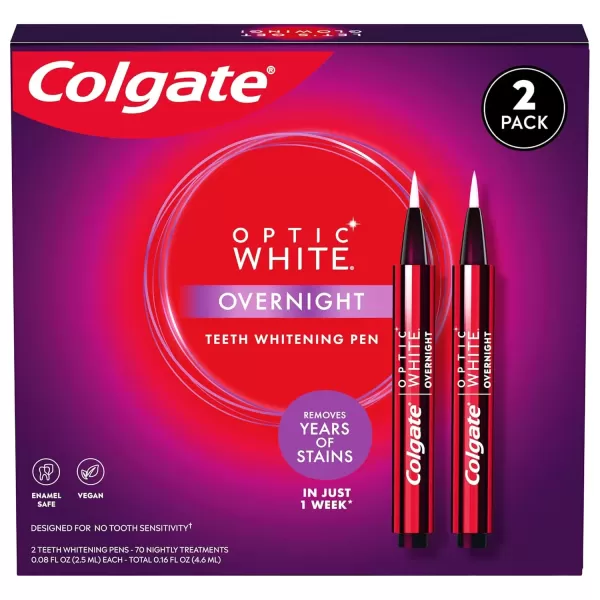 imageColgate Optic White Overnight Teeth Whitening Pen Enamel Safe and Vegan Teeth Stain Remover to Whiten Teeth Teeth Whitening for Sensitive Teeth 35 Nightly Treatments Per Pen 008 Oz2 Pack008 Fl Oz Pack of 2
