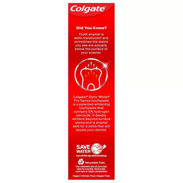 imageColgate Optic White Pro Series Whitening Toothpaste with 5 Hydrogen Peroxide Stain Prevention 3 Oz Tube3 Ounce Pack of 1