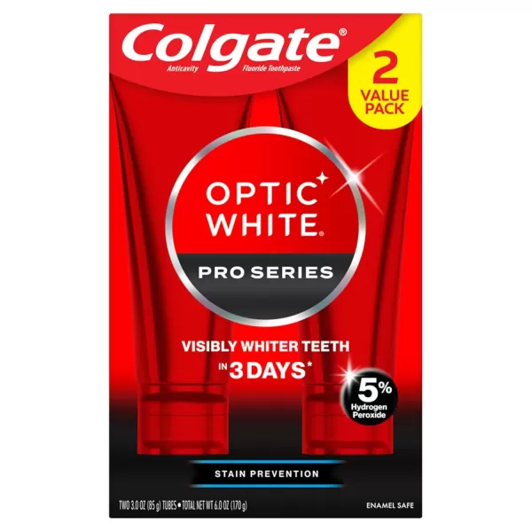 imageColgate Optic White Pro Series Whitening Toothpaste with 5 Hydrogen Peroxide Stain Prevention 3 Oz Tube3 Ounce Pack of 2