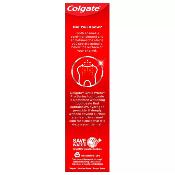 imageColgate Optic White Pro Series Whitening Toothpaste with 5 Hydrogen Peroxide Stain Prevention 3 Oz Tube3 Ounce Pack of 2