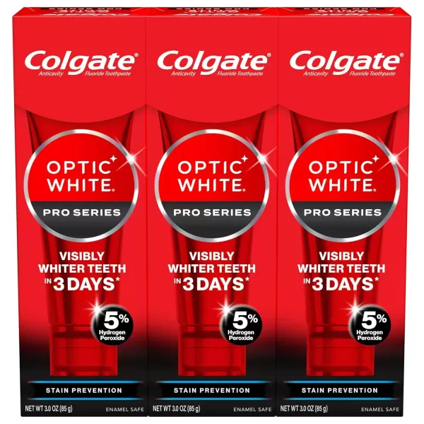 imageColgate Optic White Pro Series Whitening Toothpaste with 5 Hydrogen Peroxide Stain Prevention 3 Oz Tube3 Ounce Pack of 3