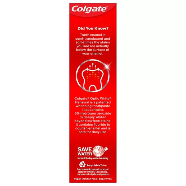imageColgate Optic White Renewal Teeth Whitening Toothpaste High Impact White 3 Oz Tube 3 Pack3 Ounce Pack of 1