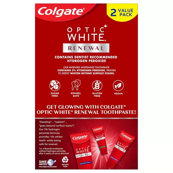 imageColgate Optic White Renewal Teeth Whitening Toothpaste High Impact White 3 Oz Tube 3 Pack3 Ounce Pack of 2