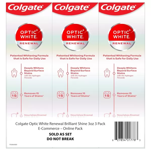 imageColgate Optic White Renewal Teeth Whitening Toothpaste High Impact White 3 Oz Tube 3 Pack3 Ounce Pack of 3