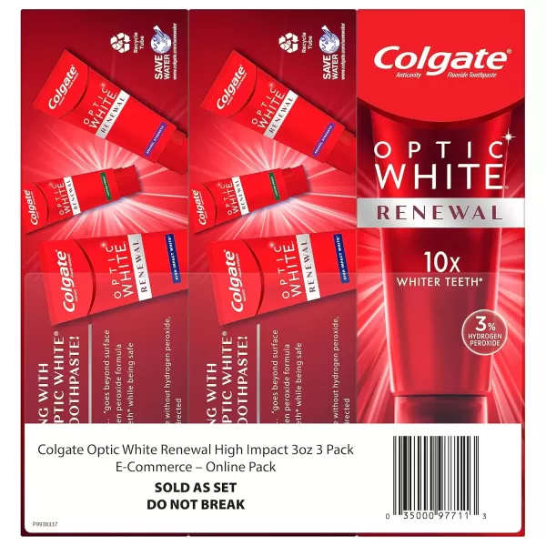 imageColgate Optic White Renewal Teeth Whitening Toothpaste High Impact White 3 Oz Tube 3 Pack3 Ounce Pack of 3