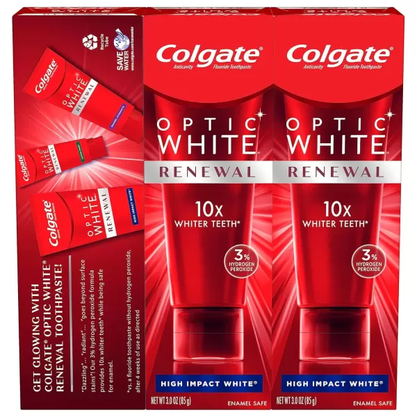 imageColgate Optic White Renewal Teeth Whitening Toothpaste High Impact White 3 Oz Tube 3 Pack3 Ounce Pack of 3