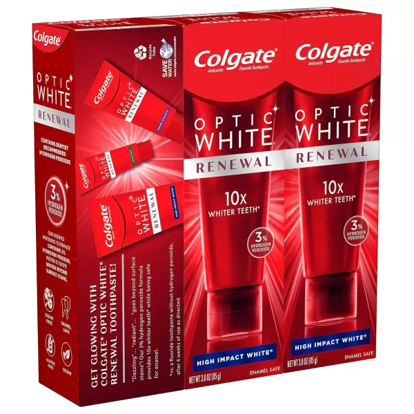 imageColgate Optic White Renewal Teeth Whitening Toothpaste High Impact White 3 Oz Tube 3 Pack3 Ounce Pack of 3