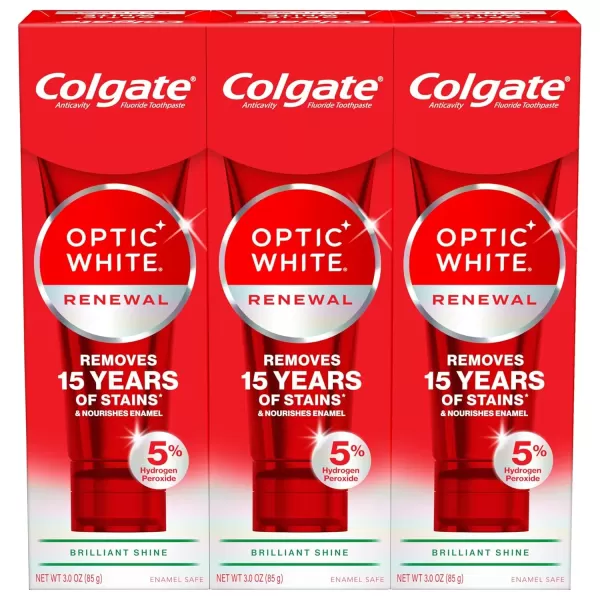imageColgate Optic White Renewal Teeth Whitening Toothpaste High Impact White 3 Oz Tube 3 Pack3 Ounce Pack of 3