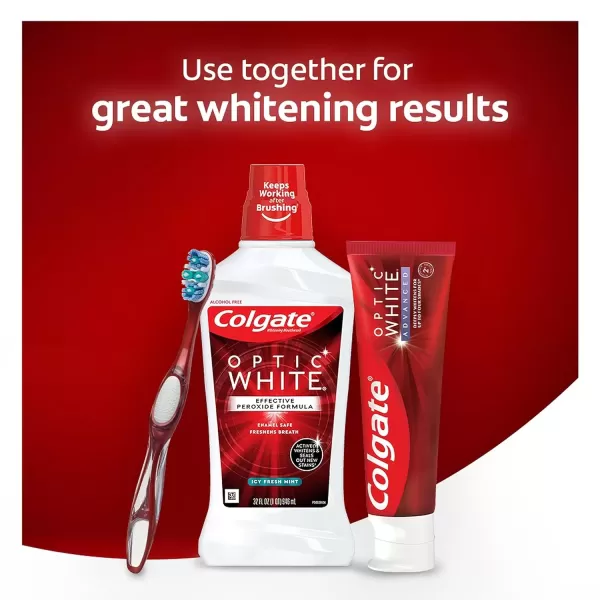 imageColgate Optic White Whitening Mouthwash with Hydrogen Peroxide Alcohol Free Icy Fresh Mint  32 fluid ounces 6 Pack32 Fl Oz Pack of 3