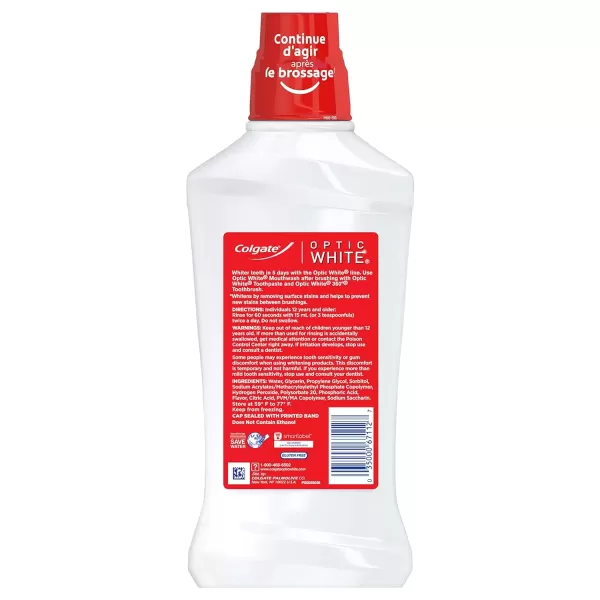 imageColgate Optic White Whitening Mouthwash with Hydrogen Peroxide Alcohol Free Icy Fresh Mint  32 fluid ounces 6 Pack32 Fl Oz Pack of 6