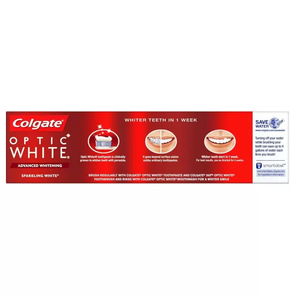 imageColgate Optic White Whitening Toothpaste Sparkling White  5 ounce 3 Pack