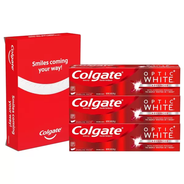 imageColgate Optic White Whitening Toothpaste Sparkling White  5 ounce 3 Pack