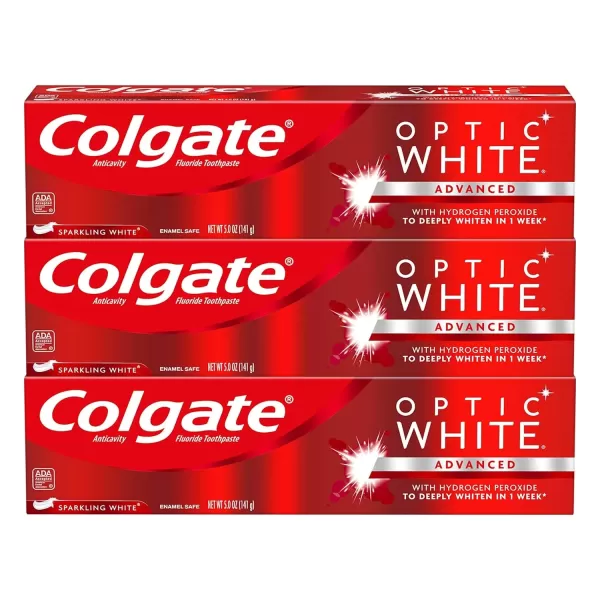 imageColgate Optic White Whitening Toothpaste Sparkling White  5 ounce 3 Pack