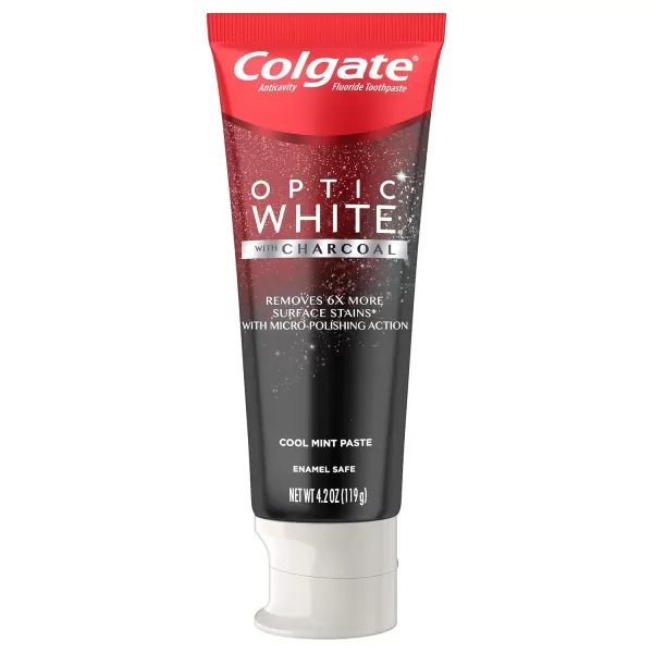 imageColgate Optic White with Charcoal Whitening Toothpaste Cool Mint Flavor Safely Removes Surface Stains EnamelSafe for Daily Use Teeth Whitening Toothpaste with Fluoride 3 Pack 42 Oz Tube