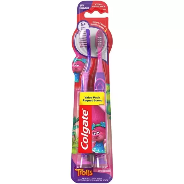 imageColgate Palmolive Kids Toothbrush Trolls Extra Soft  2 Count Pack of 12 Count Pack of 1