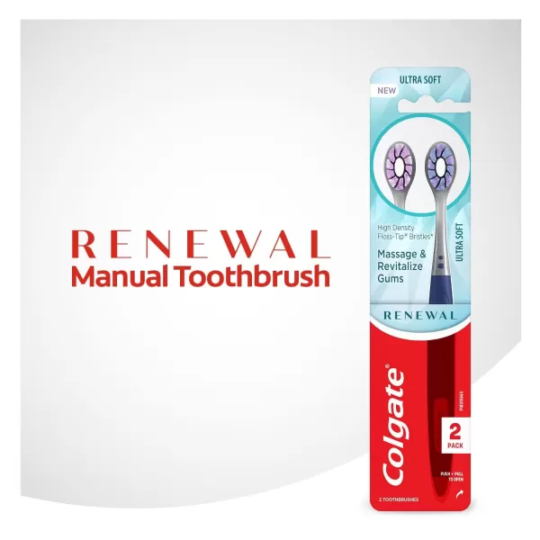 imageColgate Renewal Manual Toothbrush 2 Count Pack of 1 Multicolored
