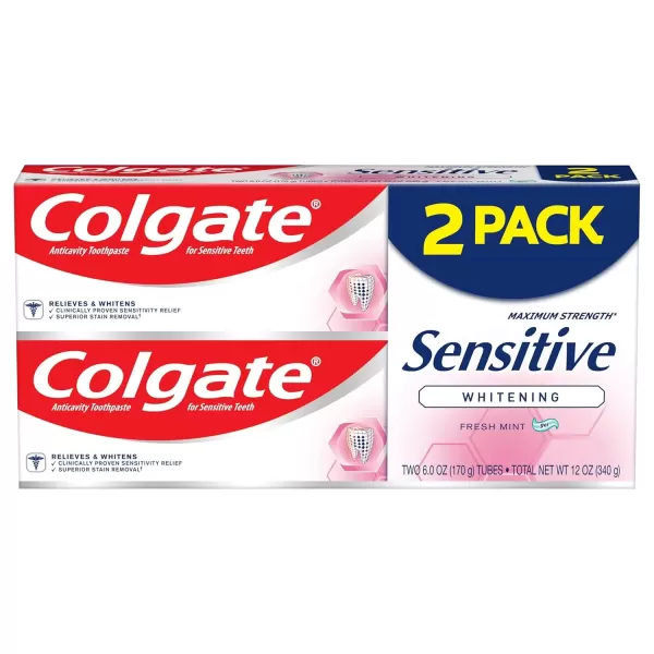 imageColgate Sensitive Toothpaste with Maximum Strength and Whitening  6 ounce 2 Pack1 Ounce Pack of 12