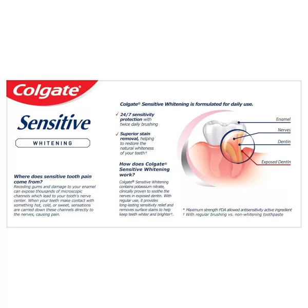 imageColgate Sensitive Toothpaste with Maximum Strength and Whitening  6 ounce 2 Pack1 Ounce Pack of 12