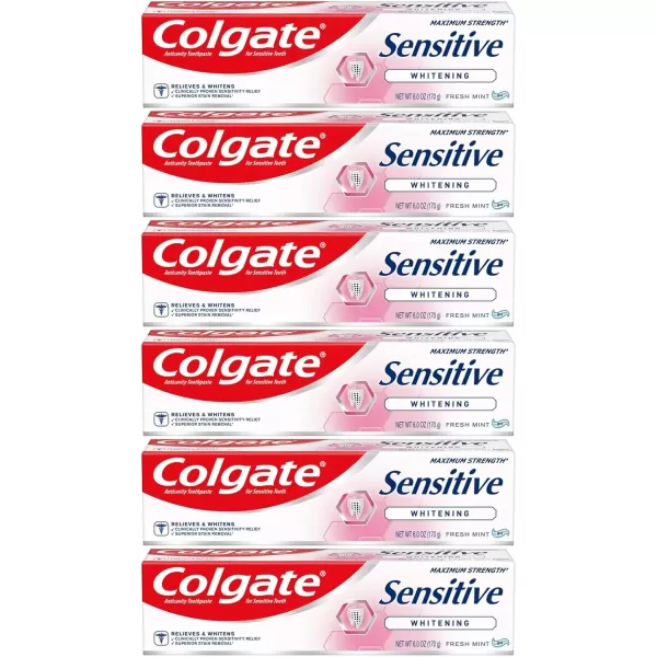imageColgate Sensitive Toothpaste with Maximum Strength and Whitening  6 ounce 2 Pack6 Ounce Pack of 6