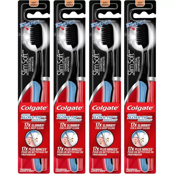imageColgate Slimsoft FlossTip Charcoal Toothbrush Soft 4 Count