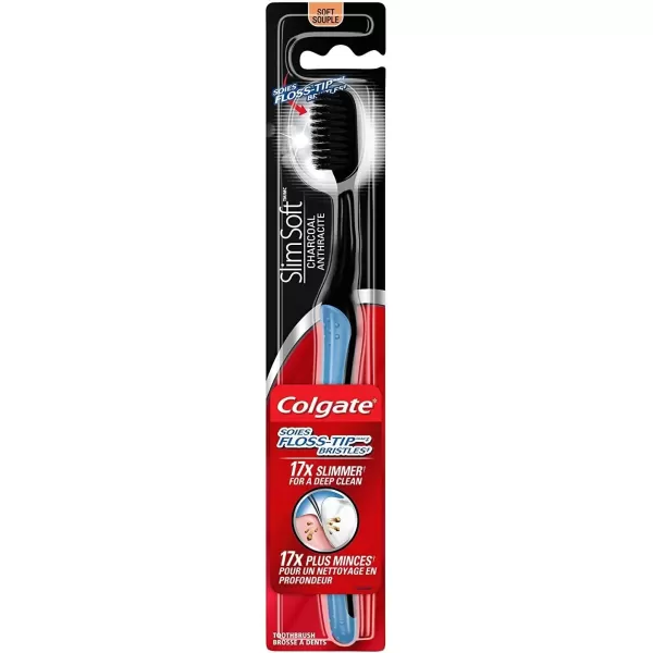 imageColgate Slimsoft FlossTip Charcoal Toothbrush Soft 4 Count