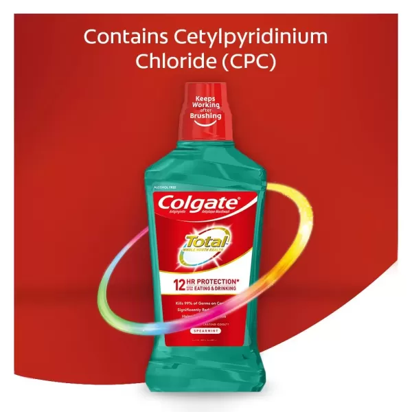 imageColgate Total Gum Health Alcohol Free Mouthwash Antibacterial Formula Helps Prevent Gingivitis Gum Disease Clean Mint  1L 338 fluid ounce 6 Pack169 Fl Oz Pack of 6