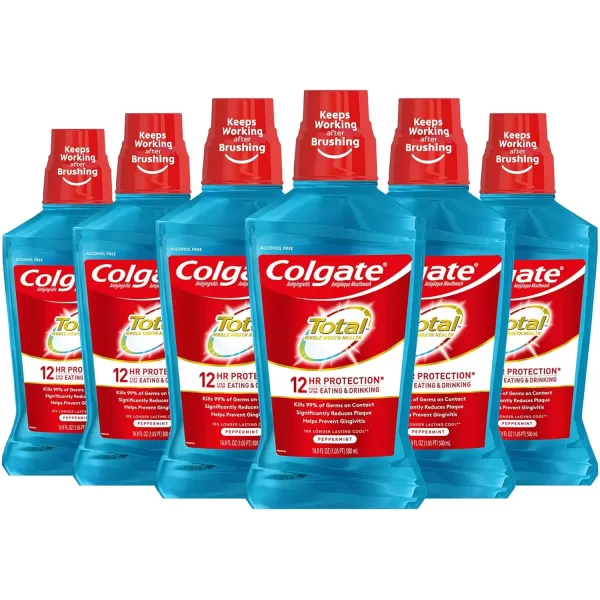 imageColgate Total Gum Health Alcohol Free Mouthwash Antibacterial Formula Helps Prevent Gingivitis Gum Disease Clean Mint  1L 338 fluid ounce 6 Pack169 Fl Oz Pack of 6