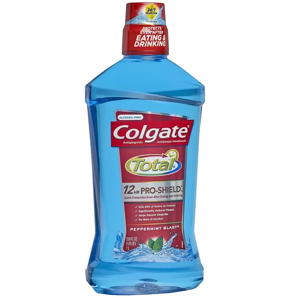 imageColgate Total Gum Health Alcohol Free Mouthwash Antibacterial Formula Helps Prevent Gingivitis Gum Disease Clean Mint  1L 338 fluid ounce 6 Pack338 Fl Oz Pack of 3