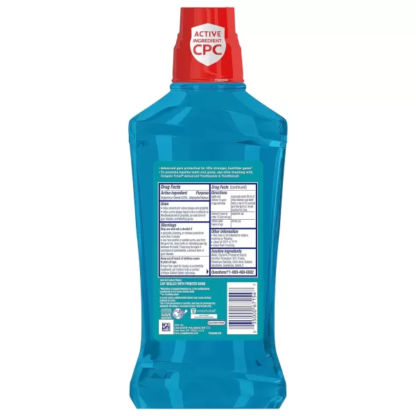 imageColgate Total Gum Health Alcohol Free Mouthwash Antibacterial Formula Helps Prevent Gingivitis Gum Disease Clean Mint  1L 338 fluid ounce 6 Pack338 Fl Oz Pack of 6