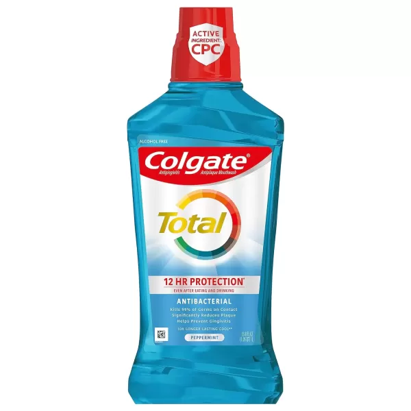 imageColgate Total Gum Health Alcohol Free Mouthwash Antibacterial Formula Helps Prevent Gingivitis Gum Disease Clean Mint  1L 338 fluid ounce 6 Pack338 Fl Oz Pack of 1