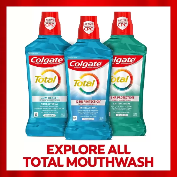 imageColgate Total Gum Health Alcohol Free Mouthwash Antibacterial Formula Helps Prevent Gingivitis Gum Disease Clean Mint  1L 338 fluid ounce 6 Pack338 Fl Oz Pack of 6