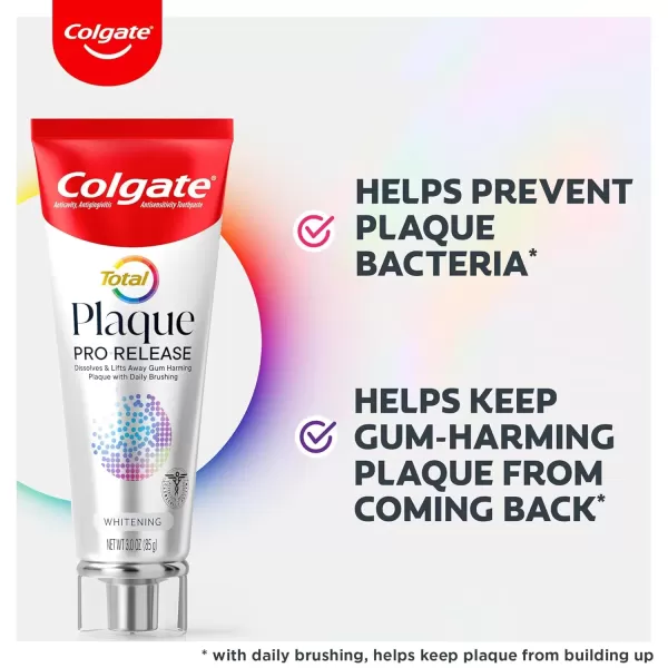 imageColgate Total Plaque Pro Release Whitening Toothpaste 2 Pack 30 Oz Tubes3 Ounce Pack of 1